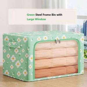 Household Clothes Sheets Storage Organizer Steel <b>Frame</b> Bin with Window - Product Image 3