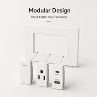 Prise murale américaine standard à 3 prises 10A avec USB Type-C à charge rapide, panneau PC, prise électrique personnalisée, directement de l'usine