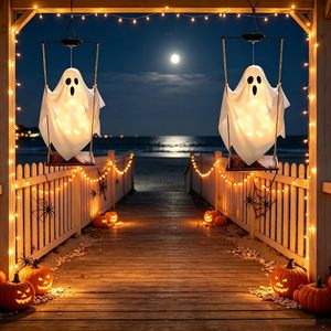Lampes solaires d'Halloween TGTAAH en forme de fantôme, lumières blanches chaudes pour décoration de jardin et fête d'Halloween - Product Image 2