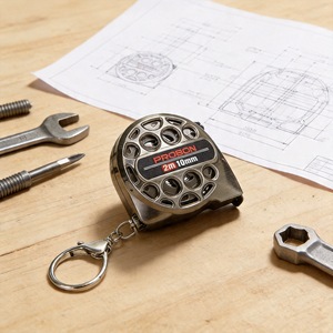 Probon Mini Tape Measure 2m 10mm Stainless Steel Keychain Promotional Gift Ruler - Product Image 1