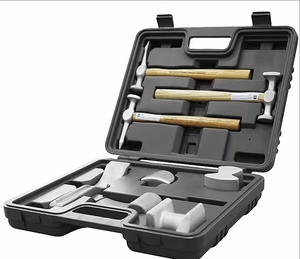 Kit Professionale di 9 <span class=keywords><strong>Pezzi</strong></span> per Riparazione Ammaccature Carrozzeria <span class=keywords><strong>Auto</strong></span> con Martello e Dolly in Scatola di Plastica, Attrezzi per Lamiera e Carrozzeria - Product Image 6