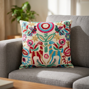 Housse de coussin décorative en gros, motif animal brodé, zèbre mexicain Otomi - Product Image 3