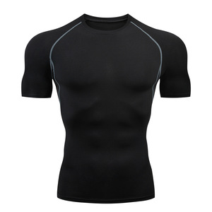 <span class=keywords><strong>T-Shirt</strong></span> de Compression Athlétique Personnalisé Lanyu pour Hommes, Séchage Rapide, Coupe Ajustée, Course à Pied, <span class=keywords><strong>Sport</strong></span> Actif, Manches Courtes, Fabrication - Product Image 1