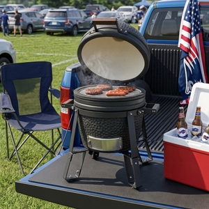 Auplex <span class=keywords><strong>Epicure</strong></span> Serie 16 Zoll Keramik Kamado Holzkohlegrill Tragbarer Smoker Edelstahl BBQ für Outdoor-Picknick - Product Image 1