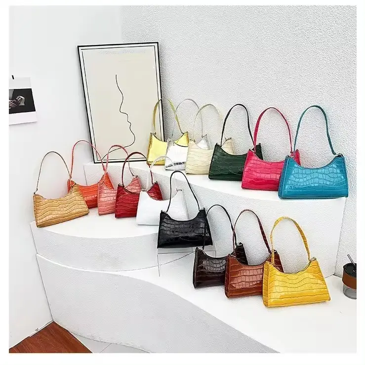 Bolsos de cuero PU con patrón de cocodrilo, bolso de hombro para mujer, bolso de mano pequeño para mujer, bolso para axila