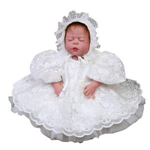 Robe de baptême <span class=keywords><strong>pour</strong></span> bébé fille de 0 à 30 <span class=keywords><strong>mois</strong></span>, grande robe de mariée en dentelle blanche, col rond, princesse - Product Image 6
