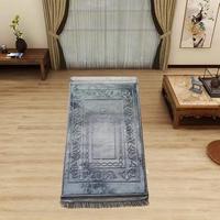 Tapis de prière musulman épais antidérapant avec motif national en relief et pompons