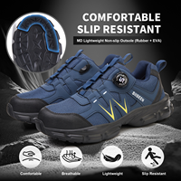 Sepatu Keselamatan Kerja Unisex untuk Hiking, Bernapas, Ringan, Anti Selip, Sol MD, Model Putar, Sneakers Kerja