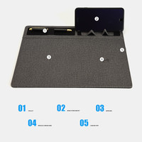 Chargeur sans fil rapide 15W, tapis de souris multifonctionnel, tapis de bureau avec porte-stylo et support pour téléphone, rangement de bureau, chargeur sans fil