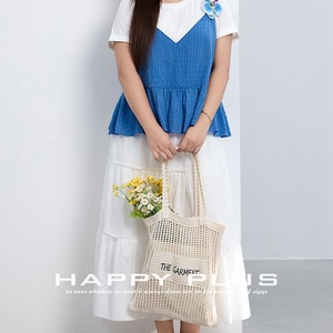 Conjunto de Falda Midi y Chaleco Holgado con Cuello en V y Volantes para Mujer, Talla Grande, Tela Oxford, Estilo Casual para Vacaciones, Marca Happy Plus - Product Image 3