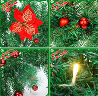 Guirlande de Noël scintillante avec boules, fleurs artificielles, verdure, décorations pour arbre, maison, fenêtre, porte, motif dauphin et étoile en tissu