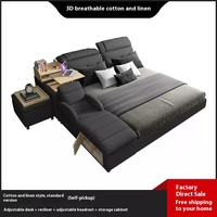 Lit de rangement en tissu moderne et simple, multifonctionnel, intelligent, avec massage, tatami, chambre principale, double, 2m, mariage, bois, sommeil
