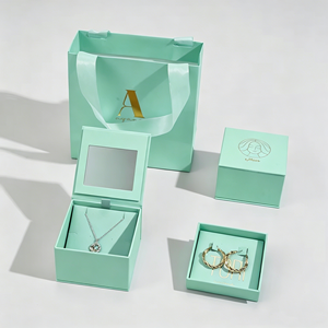 Square Magnetic Jewelry <b>Boxes</b> Gift Set With Inner Mirror And <b>Matching</b> Handle Gift Bag Jewellery Packaging For Wedding Favors - Product Image 1