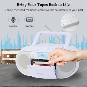 Boombox portable personnalisé avec lecteur <span class=keywords><strong>CD</strong></span>, enregistreur <span class=keywords><strong>cassette</strong></span>, télécommande, <span class=keywords><strong>radio</strong></span> FM, lecteur audio BT - Product Image 6