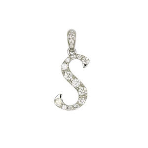 จี้เพชรทองคำ 18K รูปตัวอักษร S น้ำหนัก 0.81 กรัม ประดับเพชร 16 เม็ด น้ำหนักรวม 0.25 กะรัต คอลเลคชั่นเครื่องประดับชั้นดี - Product Image 1