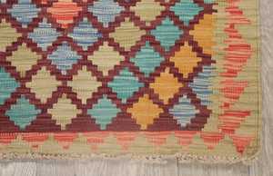 Alfombra de vestíbulo turco Kilim Multicolor de 3x4 pies, Alfombra de lana geométrica tejida plana personalizable para ejercicio en casa, Picnic de oración, tamaño grande - Product Image 5