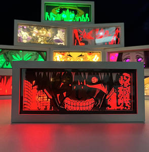 2024 venta al por mayor dormitorio 3D decorado luz de noche nuevos diseños motosierra hombre papel tallado lámpara Demon Slayer Luz de negocios - Product Image 1