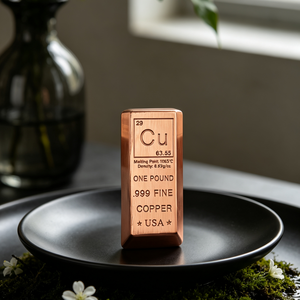 ทองแดงแท่งบริสุทธิ์ 99.9% หนึ่งปอนด์ รูปทรงสี่เหลี่ยม ไม่ผสมโลหะอื่นๆ - Product Image 1