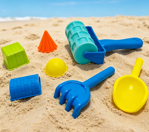 Set <span class=keywords><strong>di</strong></span> 7 Giocattoli da Spiaggia RTS: Paletta, Rastrello, Rullo, Stampi per Costruire Castelli <span class=keywords><strong>di</strong></span> <span class=keywords><strong>Sabbia</strong></span>, Kit Estivo per Bambini - Product Image 1