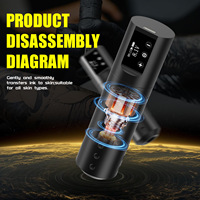 Kit de tatouage sans fil transfrontalier le plus vendu WTK-302K, corps en alliage d'aluminium, écran numérique LED, batterie 1500 mAh, outil de tatouage