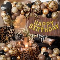 Kit d'arche de ballons de Noël imprimé léopard guépard, ballons en latex écologiques noir et or pour femmes, filles, anniversaire, Wild One