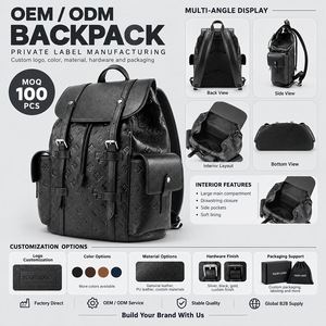 Sac à dos de voyage en cuir PU personnalisé en gros, OEM ODM, imperméable, motif gaufré, grande capacité, pour faible MOQ - Product Image 2