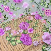 Nouveau Rose maille brodé Polyester tissu automne plante robe de soirée conception pour sac et vêtements bricolage échantillon gratuit tissé dentelle
