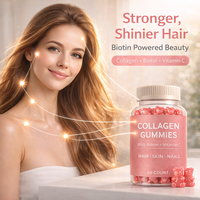 Gummies de Collagène Marque Blanche, Complément Beauté Biotine Vitamine C, Soutien Cheveux Peau Ongles, Sans Sucre, OEM, Pour Femmes, 2 Gummies