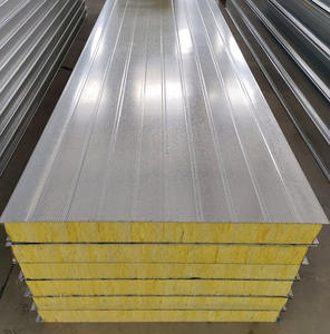 <span class=keywords><strong>Panneau</strong></span> sandwich isolé en <span class=keywords><strong>laine</strong></span> <span class=keywords><strong>de</strong></span> <span class=keywords><strong>roche</strong></span> métallique <span class=keywords><strong>de</strong></span> 50 mm d'épaisseur ou sur mesure, ignifuge A1 pour mur extérieur - Product Image 1