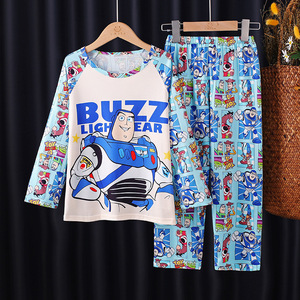 Nuovo Set <span class=keywords><strong>Pigiama</strong></span> a Maniche Lunghe per Bambini Primavera-Autunno, T-shirt con Collo Tondo e Stampe Carine per Ragazze e Ragazzi - Product Image 5