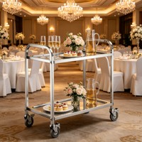 Chariot de transport alimentaire à 4 roues, résistant aux rayures, à 2 niveaux, épaisseur 0,47 mm, pour boulangerie et cuisine