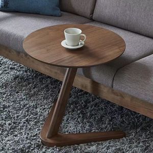 Solid Wood Side <b>Table</b> <b>Round</b> <b>Walnut</b> Color Living Room <b>Coffee</b> <b>Table</b> Sofa Bedside <b>Table</b> - Product Image 1