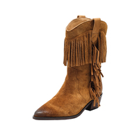 Bottines d'hiver pour femmes en cuir véritable respirant, confortables, souples, à lacets, à double couche, avec franges, motif blé