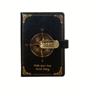 Cuaderno Creativo Personalizado al por Mayor con Tapa Dura de Cuero PU A5, Libreta con Contraseña y Cierre, Encuadernación Cosida, 100 Hojas, Multifuncional y Grueso - Product Image 1