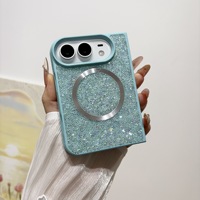 Étui de téléphone portable magnétique de luxe de haute qualité avec paillettes pour iPhone Duo avec protection antichoc et protection de l'appareil photo