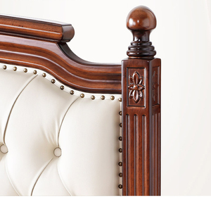Lit moderne de style <span class=keywords><strong>français</strong></span> simple, 1,8 m, couleur noyer, style américain, luxe léger, rétro, capitonné en cuir, pour chambre principale - Product Image 4