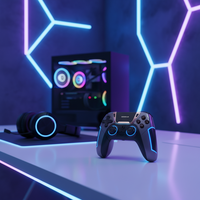 GAMINJA – Joystick et manette de jeu sans fil pour PS5, avec lumière RGB, bouton TURBO, pavé tactile, double vibration