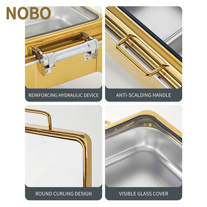 Set di Chafing Dish Dorati da 9L con Scomparti Interni, Set per Catering, Servizio Buffet per Matrimoni, Acciaio Inossidabile, per Hotel - Product Image 4