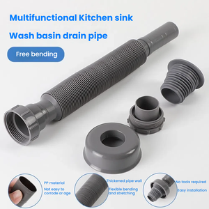 Manguera de drenaje flexible de material PP para lavabo de cocina, tubo de drenaje de plástico grueso resistente a la corrosión retráctil - Product Image 2