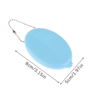 Porte-monnaie ovale en silicone personnalisé avec logo, petit format, mignon, avec porte-clés, mini portefeuille de créateur, pendentif