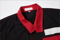Combinaison de travail industrielle robuste à manches longues bicolore noir et rouge, uniforme de mécanicien TC, combinaison de réparation automobile, logo personnalisé