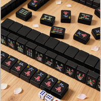 Tuiles de Mahjong Modernes en Acrylique Noir Polies à la Main pour le Divertissement Domestique, Articles de Collection, Mahjong Chinois, Table de Mahjong