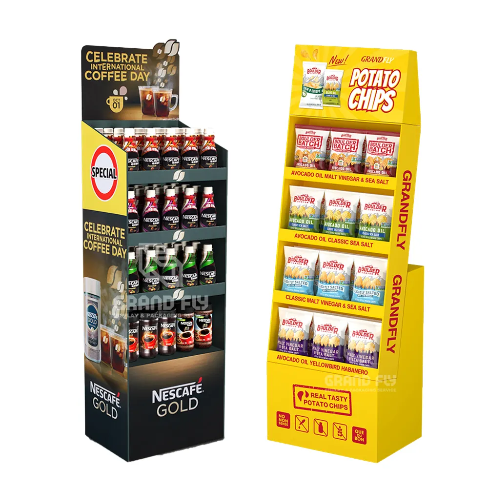 Présentoir de Logo en Carton ondulé personnalisé, étagère de sol POP Carton Promotion de produit présentoir de comptoir en Carton