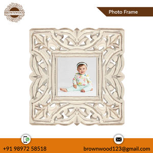 Certified Supplier Elegant Design Wooden Handmade Eco-Friendly White Antique Customized Designs Picture <b>Frame</b> Carved Decorative - Product Image 2