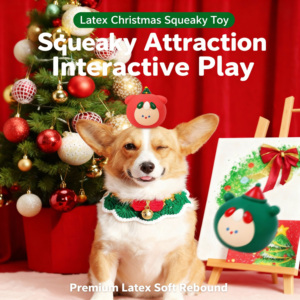 Christmas Reindeer <strong>Dog</strong> <strong>Toy</strong> <strong>Latex</strong> Chew Ball for <strong>Dogs</strong> <strong>Squeaky</strong> Bite Chew <strong>Dog</strong> <strong>Toy</strong> - Product Image 2