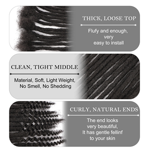 AHVAST Extensions de dreadlocks en cheveux naturels de 0,6 cm avec pointes bouclées douces, pour le marché <span class=keywords><strong>africain</strong></span>, vente en gros - Product Image 2