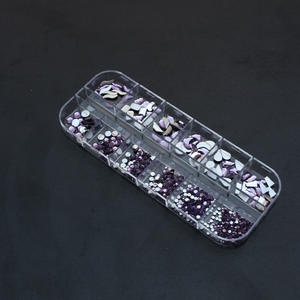 FACESHOWES Serie de <span class=keywords><strong>Piedras</strong></span> de Cristal para Uñas Estilo Francés, 12 Compartimentos/Caja, <span class=keywords><strong>Manicura</strong></span> Multicolor, Cristal AB, Base Plana, Diamantes 3D para Decoración de Uñas - Product Image 4