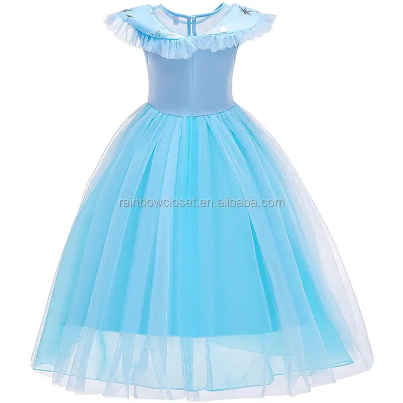 केप गर्ल के फैंसी कॉस्प्ले बच्चों के स्नोफ्लेक्स हेलोवीन कपड़ों के साथ कार्टून पोशाक कपड़े नीली राजकुमारी पोशाक