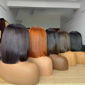 Commercio all'ingrosso del pacchetto di parrucca corta dei capelli umani, parrucca anteriore del pizzo trasparente 13*4/Hd 180% densità 10 ~ 14 pollici a doppia parrucca di Bob disegnata - Product Image 1