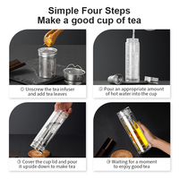 Bouteille d'eau en verre borosilicaté à double paroi de luxe de 350ml élégante avec logo personnalisé Infuseur à thé Flacon d'affaires ODM Modèle thermique